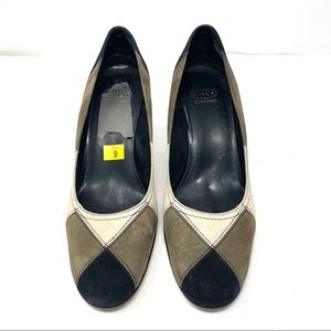 JOAN & DAVID suede patchwork heels, size 9